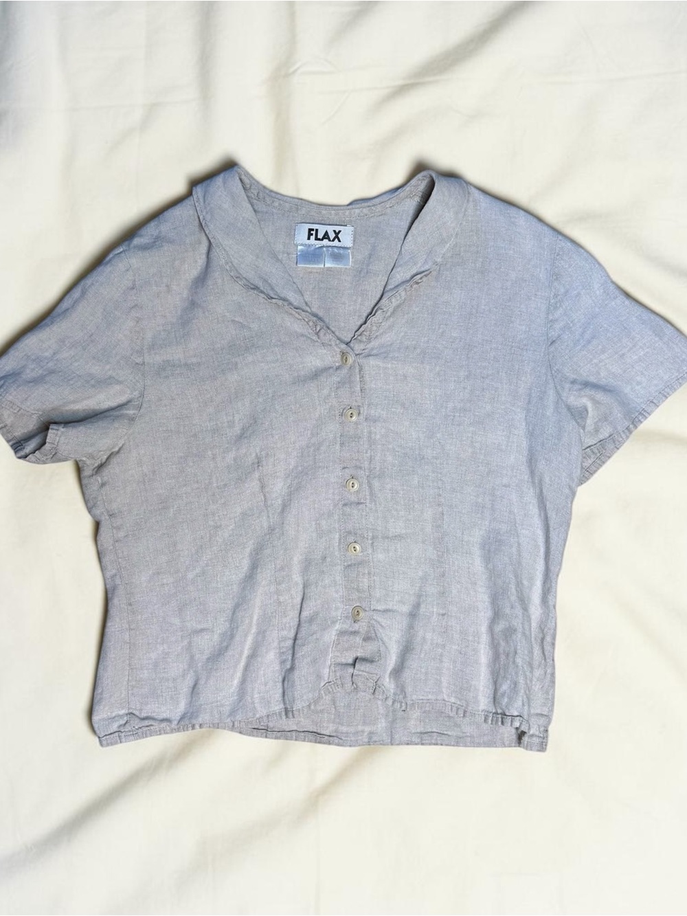 FLAX Lightweight Linen Button Front Top in Natural Grey